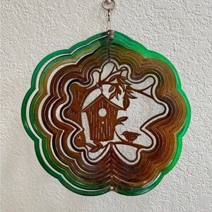 Colorful Birdhouse Metal Yard Wind Spinner Spring Decor Garden Outdoor Decor 10”